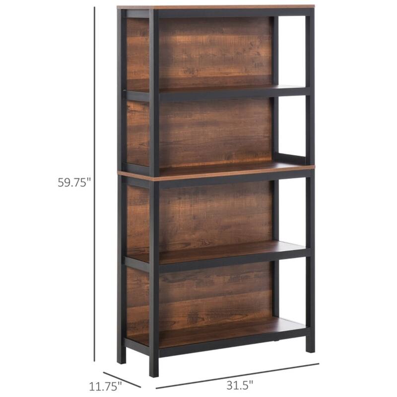 31.5" Wide Black-Brown Multi-Shelf Storage Organizer for Living Room Bedroom or Kitchen - 31.5" W x 11.75" D x 59.75" H