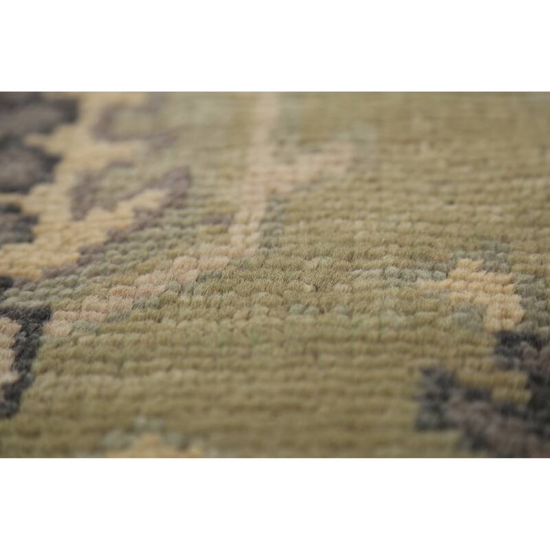 Green Geometric Heriz Serapi Indian Area Rug Handmade Wool Carpet - 7'10"x 9'11"