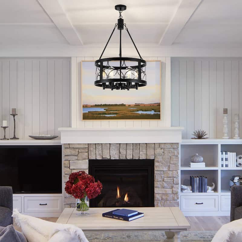 19.68-inch Retro Elegant 6-Light Metal Chandelier with Adjustable Height
