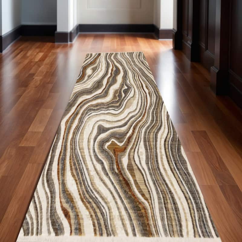 HomeRoots Abstract Modern Runner Area Rug - 2' X 8' - 2' X 8'