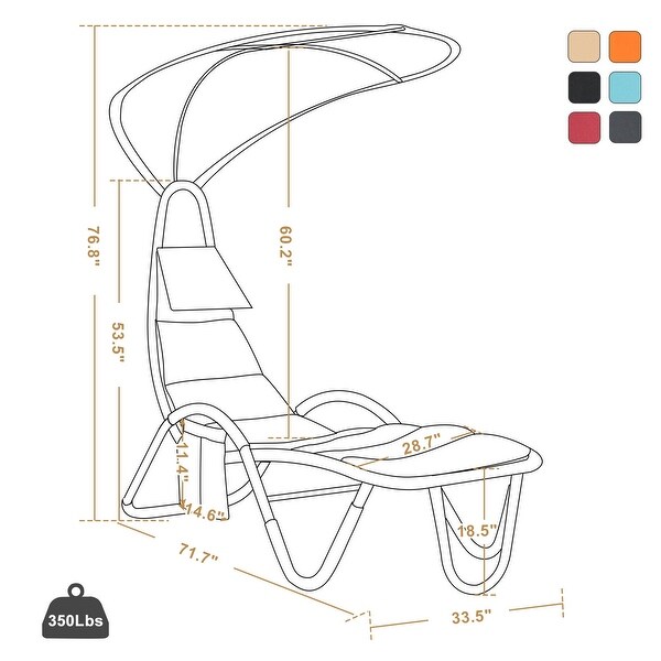 Mcombo Outdoor Chaise Lounge Chair, Adjustable Canopy and Cushioned Reclining Chair, Sun Lounger, w/Stand and Side Pocket, 4097