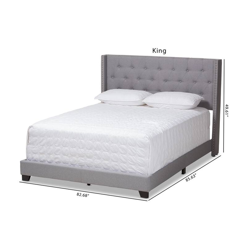 Brady Modern and Contemporary Light Grey Fabric Upholstered Bed