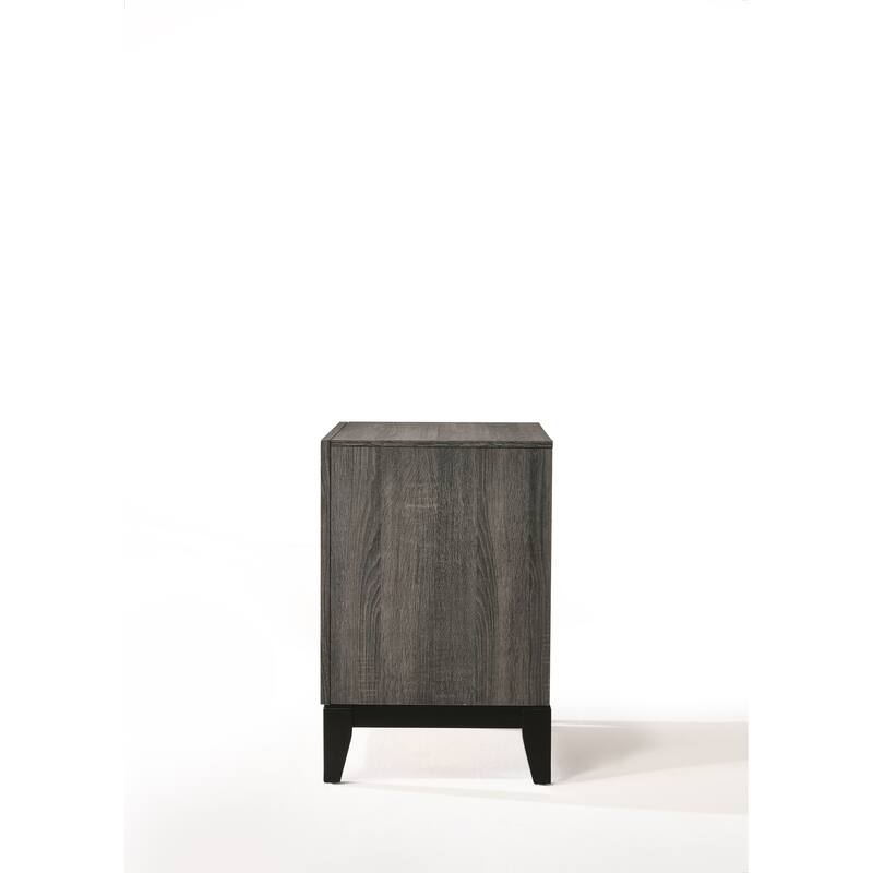 Weathered Gray Finish Nightstand with 2 Spacious Drawers and Metal Glides