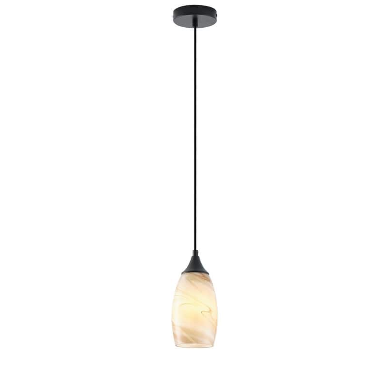Black Metal and Glass Pendant Light for Kitchen Island Dining Room - Yellow 2