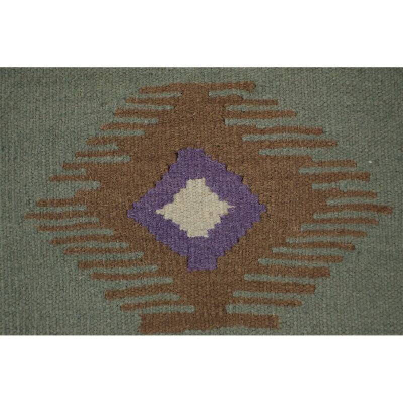 Hand Woven Oriental 100% Wool Carpet Southwestern Tribal Black Kilim Area Rug - 10' 2'' X 9' 10''
