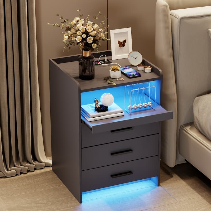 3 Drawer Nightstand With Light