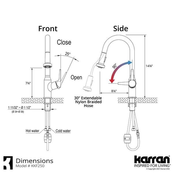 dimension image slide 0 of 2, Karran Scottsdale Single-Handle Pull-Down Sprayer Kitchen Faucet with Matching Soap Dispenser