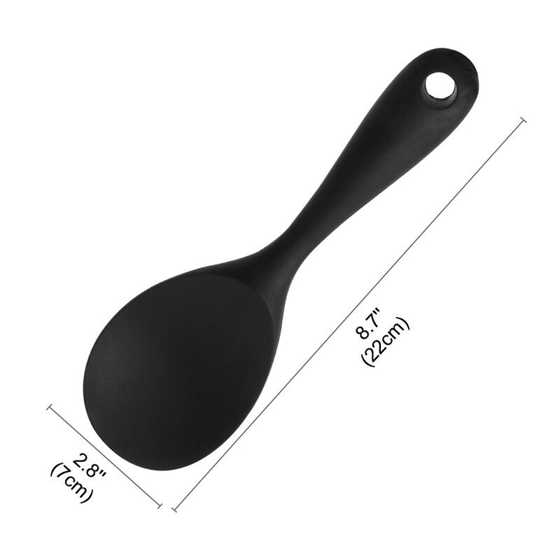 Silicone Soup Ladle Spoon 8.7 Inch Heat Resistant One Piece Design - 8.7" x 2.8"(L*W) - Black