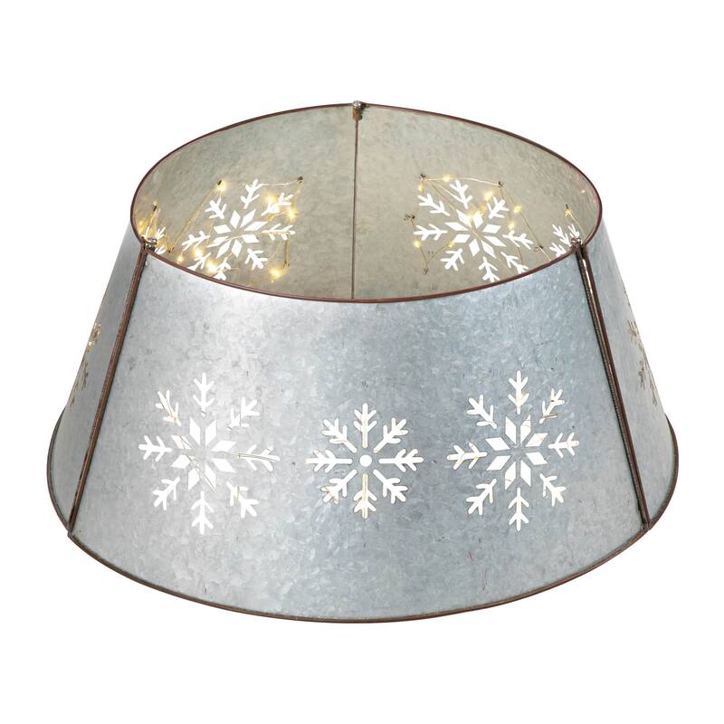 Glitzhome Christmas Metal Diecut Snowflake Tree Collar with Lights - 26"D