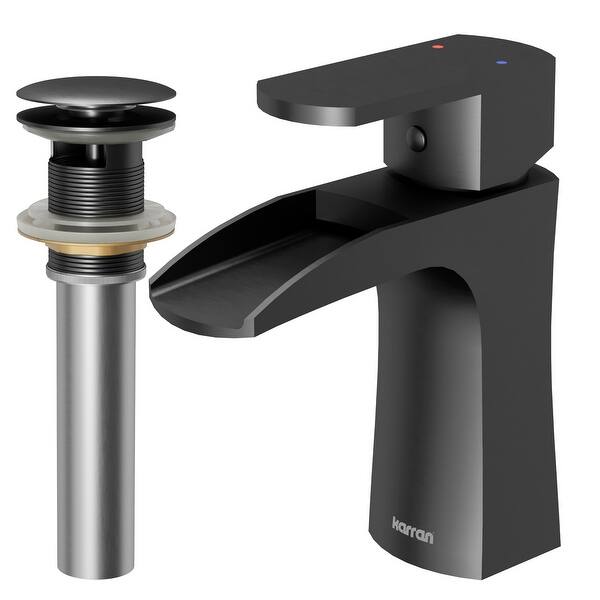 slide 2 of 13, Karran Kassel Single Hole Single Handle Basin Bathroom Faucet with Matching Pop-up Drain Gunmetal Grey