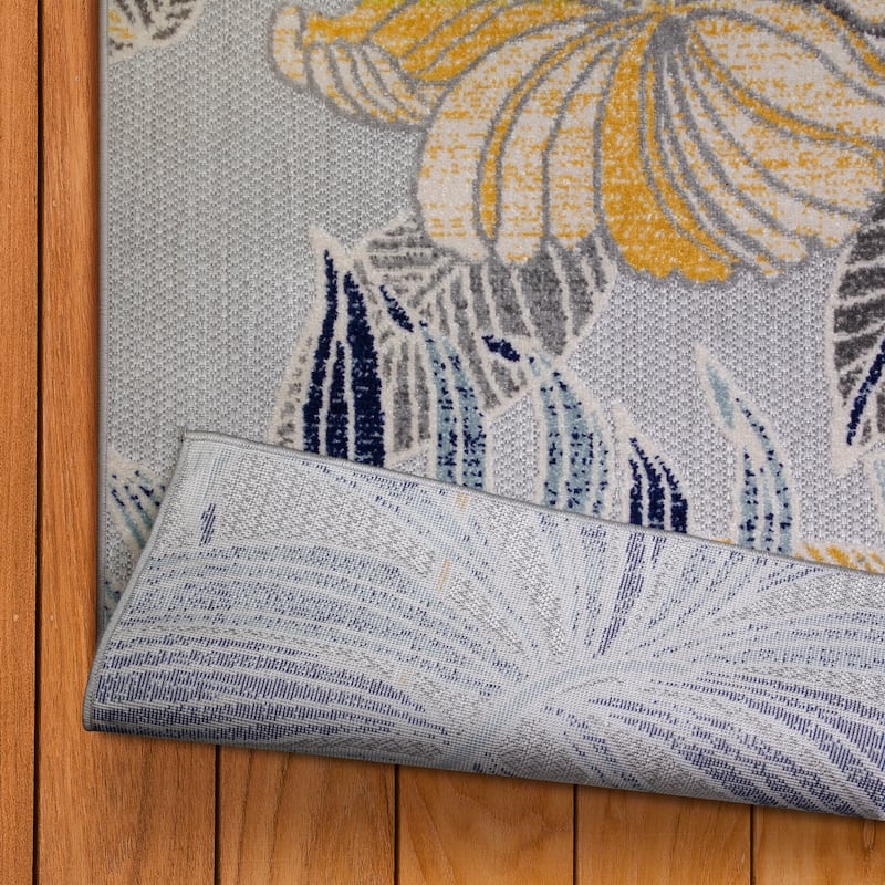 Leick Home Song Floral Indoor Outdoor Area Rug Rectangle 8'X10' and 2'x8' Runner Combo - 8' x 10'