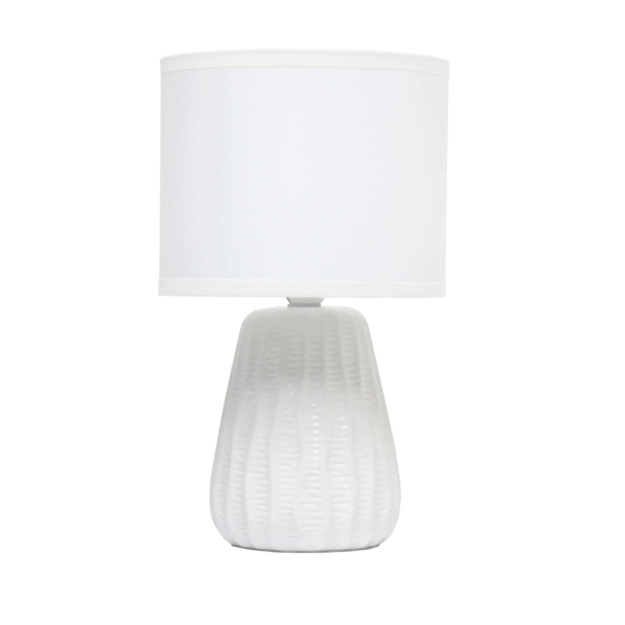 Texture Ceramic Table Desk Lamp with Drum Shade - 11