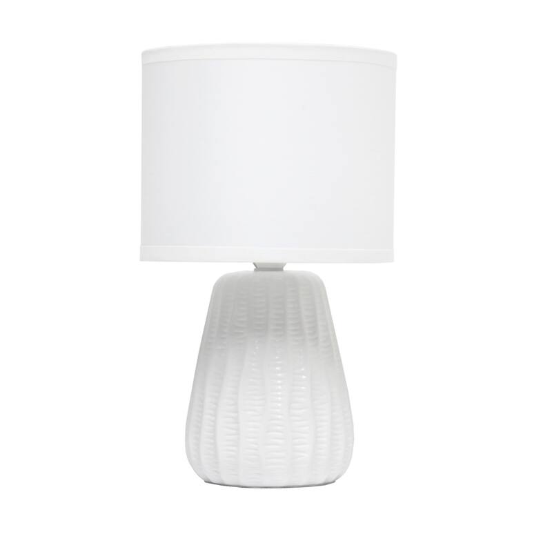 Texture Ceramic Table Desk Lamp with Drum Shade - 11" - White