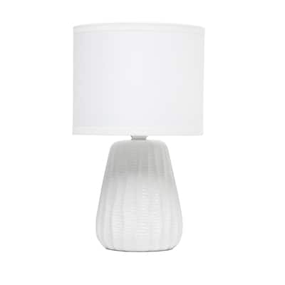 Texture Ceramic Table Desk Lamp with Drum Shade - 11" - White