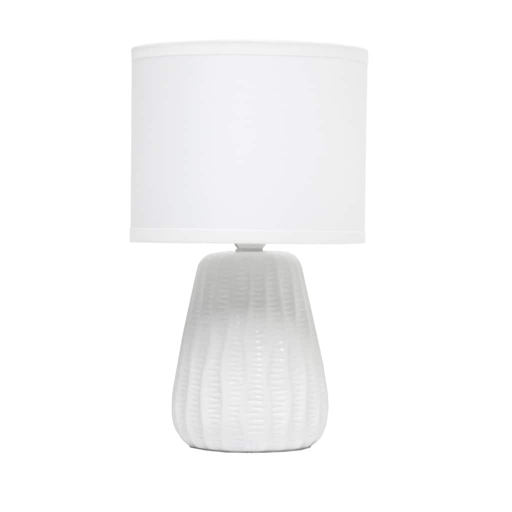 Texture Ceramic Table Desk Lamp with Drum Shade - 11" - White