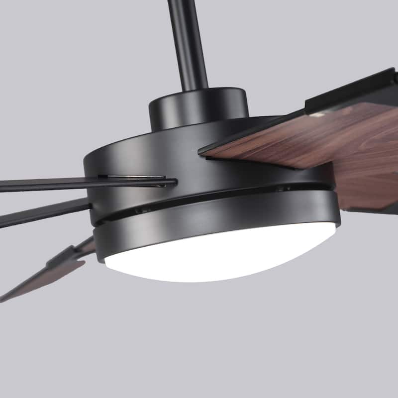 60 in.Smart Matte Black Integrated LED Dimmable Ceiling Fan with Light and Remote and APP Control