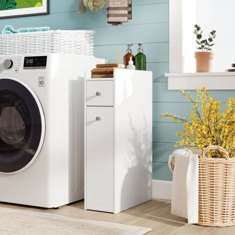 Gymax Small Bathroom Storage Cabinet 4-Tier Narrow Toilet Side Storage