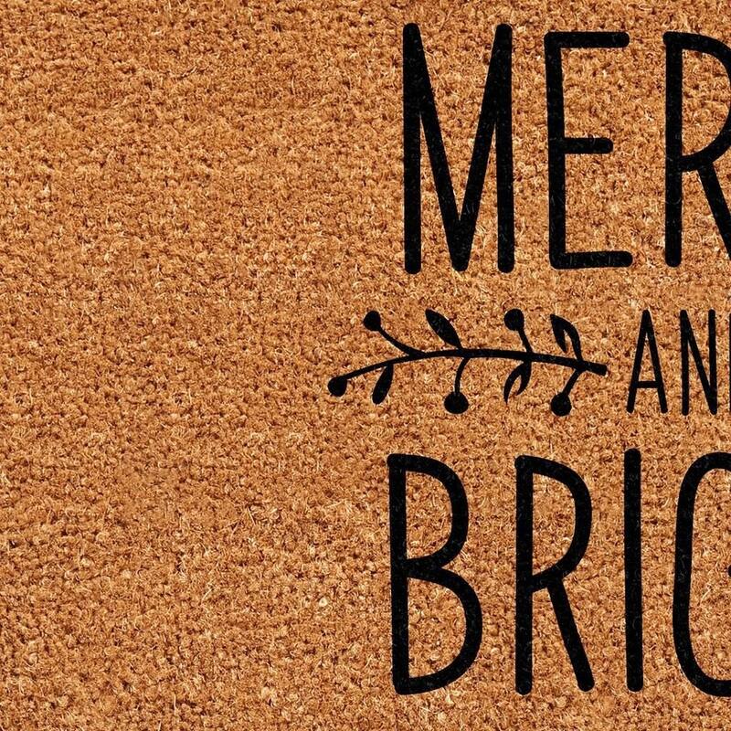 HomeRoots 24" X 36" Brown And Black Christmas Merry and Bright Outdoor Coir Door Mat - 24.00' X '36.00