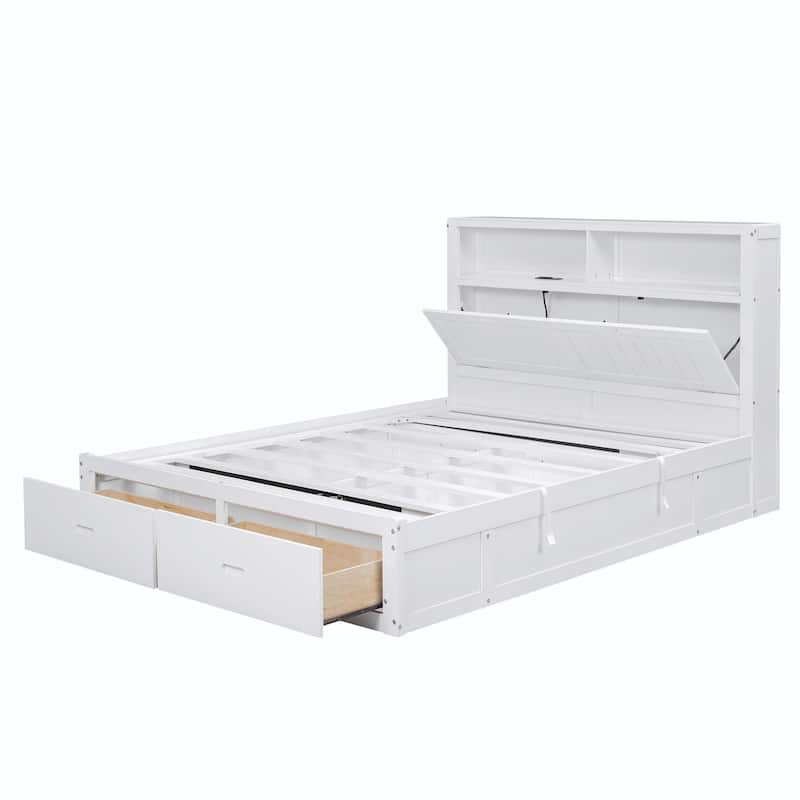 Wood Queen Size Hydraulic Platform Bed