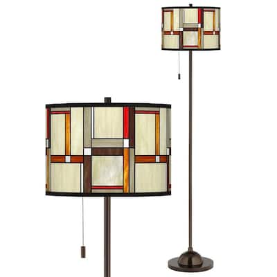 Modern Squares Bronze Club Floor Lamp - 13" x 62"
