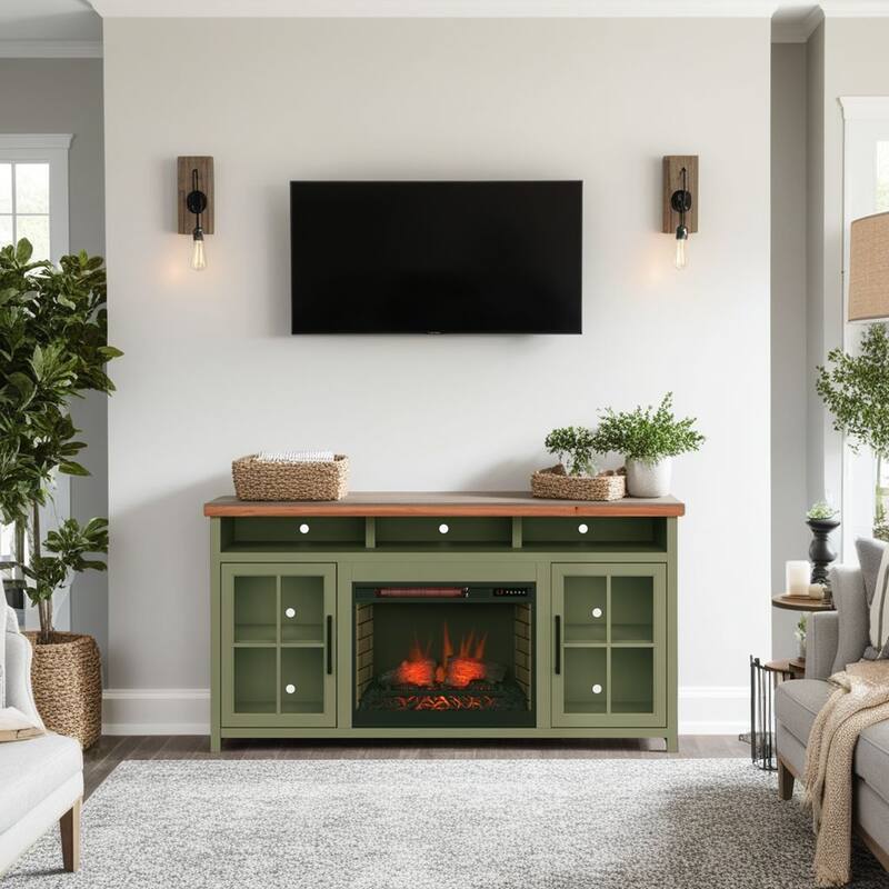 Bridgevine Home 74 inch Fireplace TV Stand Console for TVs up to 85 inches