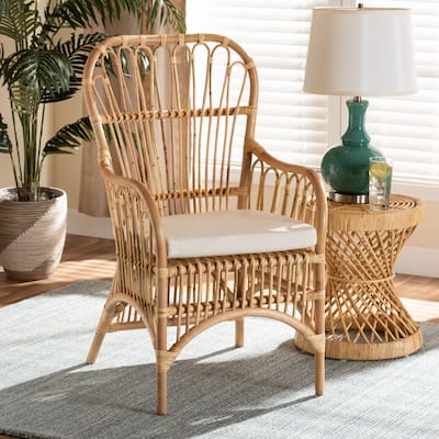 Aya Modern and Contemporary Natural Finished Rattan Armchair