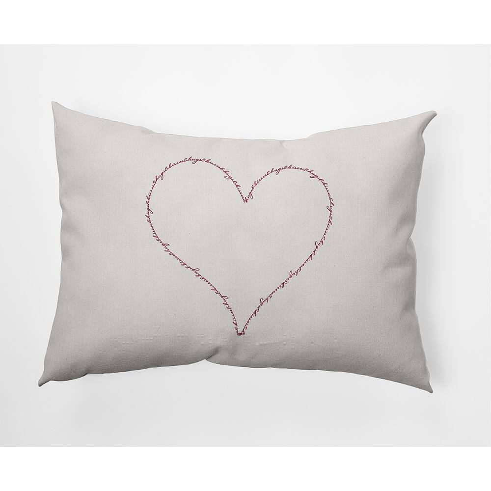 Hugs and Kisses Heart Valentine's Day Decorative Indoor/Outdoor Pillow