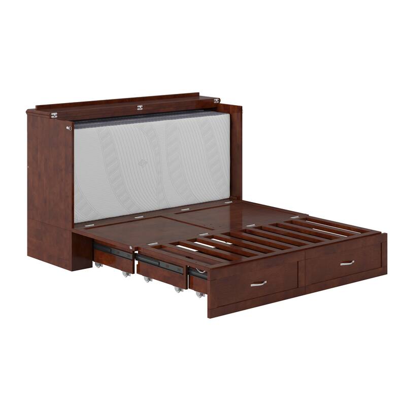AFI Raleigh Queen Solid Wood Murphy Bed Chest with Mattress