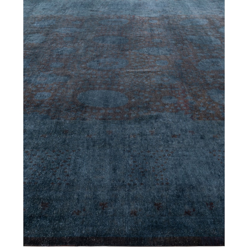 Overdyed One-of-a-Kind Hand-Knotted Area Rug - Black - 12' 6" x 16' 0"