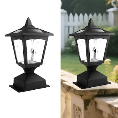 Solar Post Cap Lights for 4x4 Wood Fence Outdoor LED Deck Lights, for Patio, Garden, Pathway, Yard, Decorr - Black