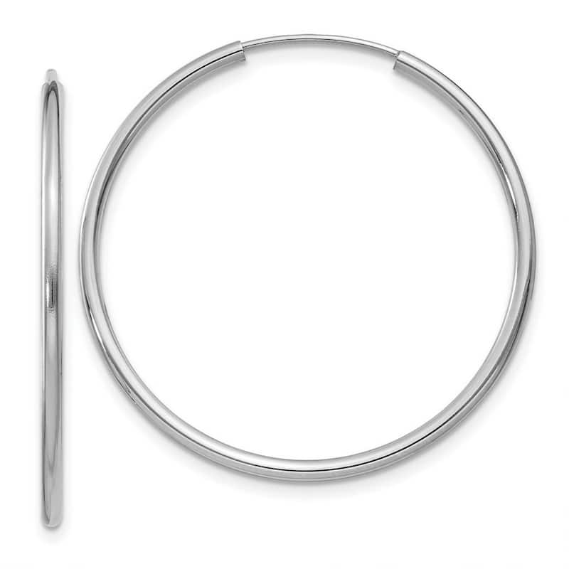 Curata 14k White Gold Polished Endless Hoop Earrings - 30x30mm