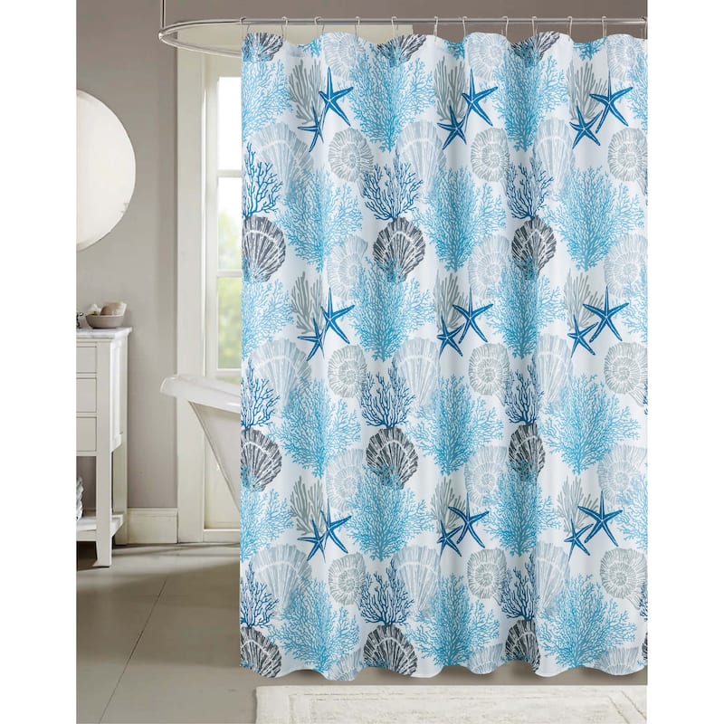 Cedar Flowers Palms Seashells Shower Curtain Collection