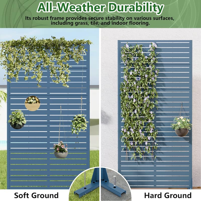 72in Dovelina Outdoor Freestanding Metal Privacy Screen Decorative Garden Fence