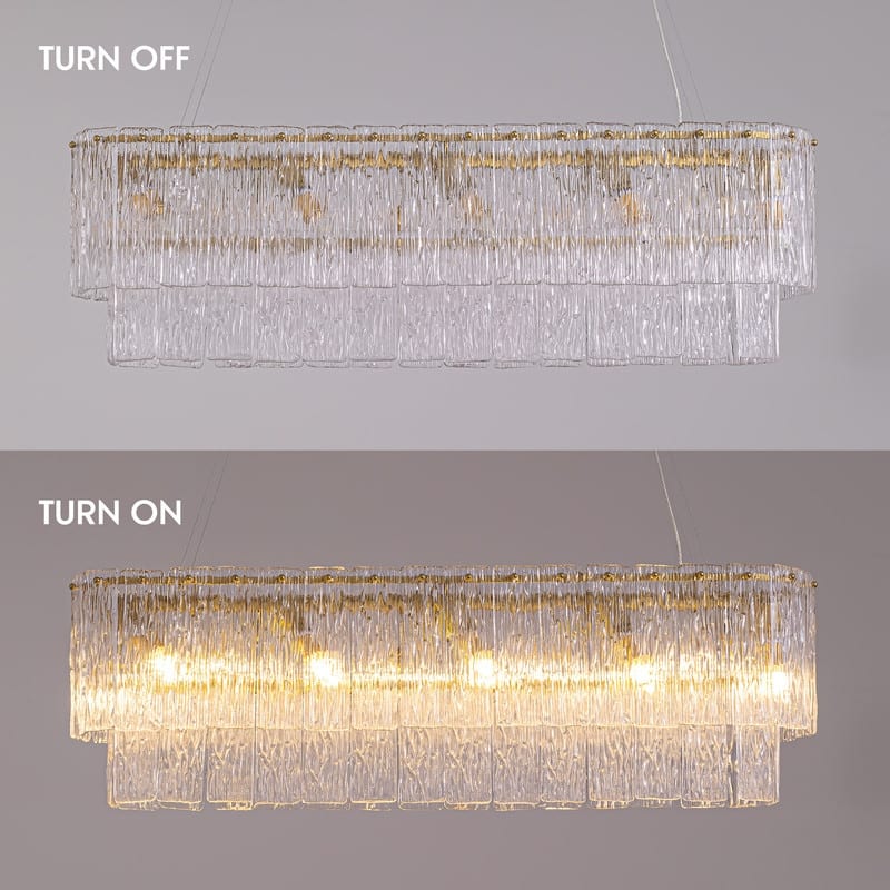 35" Gold Luxury Crystal Chandelier Dimmable Double Glass Ceiling Light for Kitchen Island Dining Room