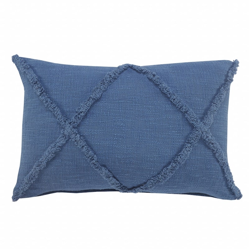 HomeRoots 16" X 24" Cobalt Blue 100% Cotton Zippered Pillow