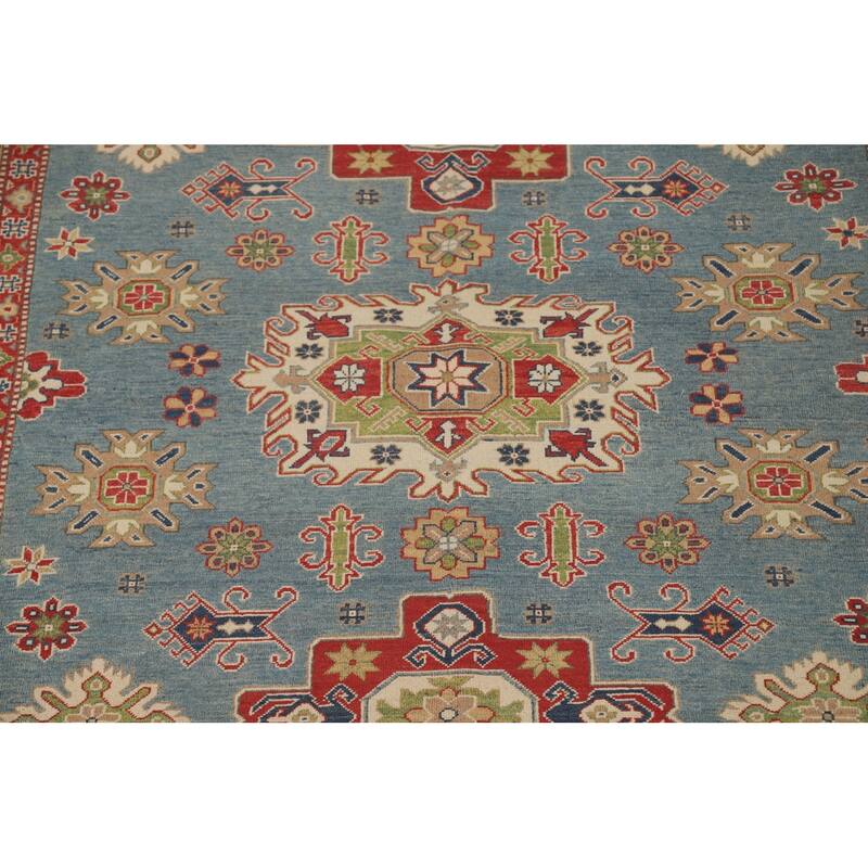 Light Blue Kazak Oriental Area Rug Hand-Knotted Wool Carpet - 8'4" x 11'8"