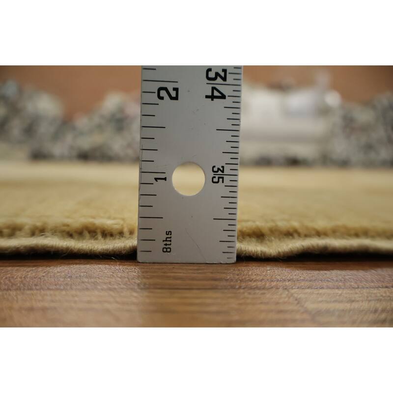 Hand Knotted Oriental 100% Wool Carpet Tribal Geometric Yellow & Gold Gabbeh Area Rug - 4' 8'' X 3' 6''