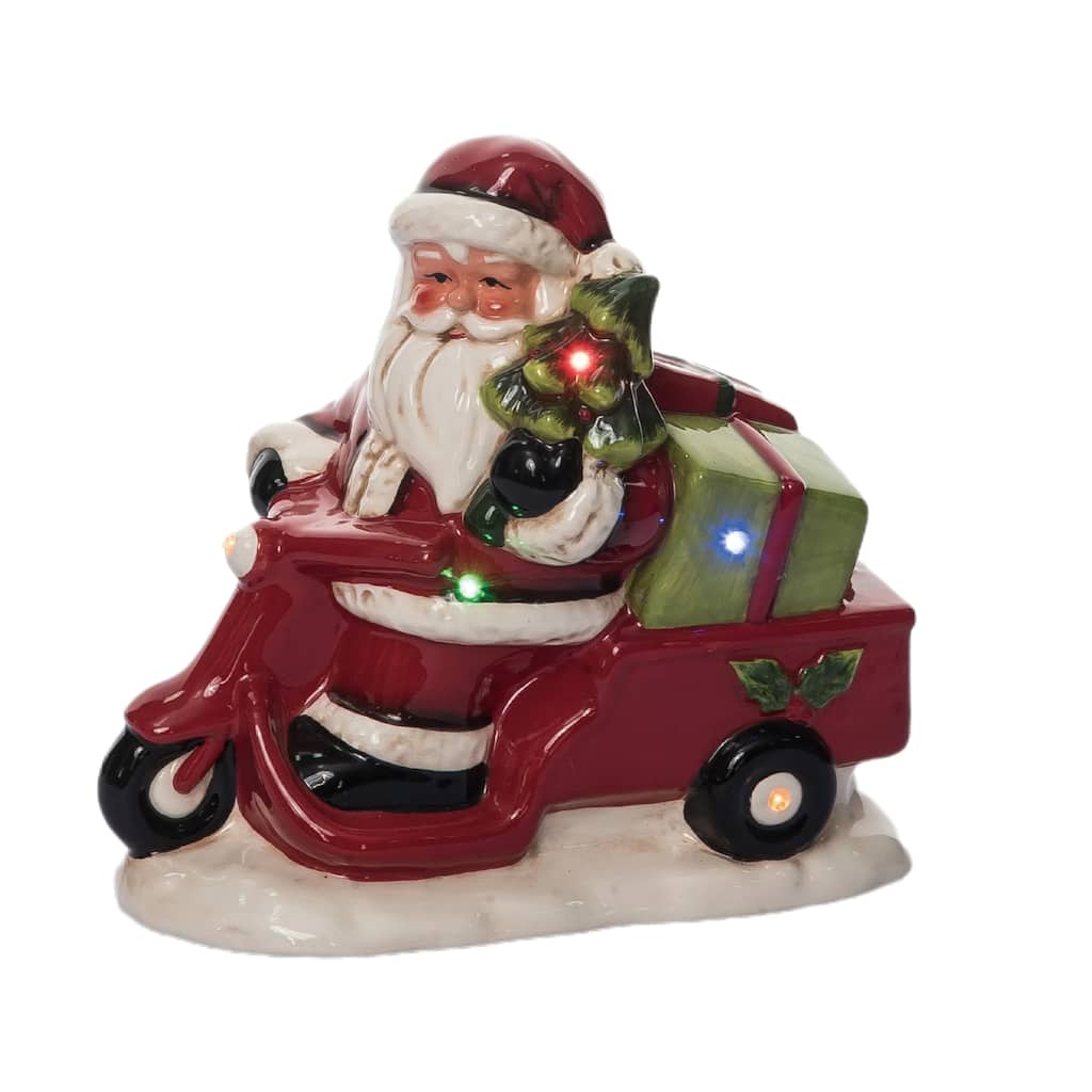 Transpac 8.25 in. Holiday Vespa Santa with Music