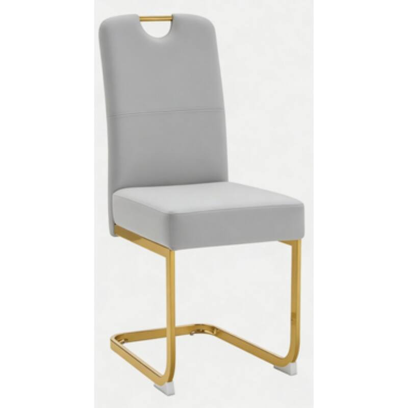 Set of 4, 15.7" PU Upholstered Dining Chairs with Golden Metal Legs