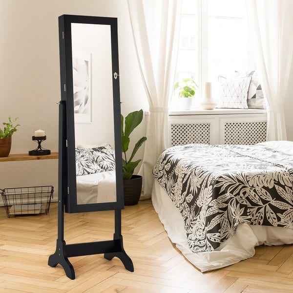 Shop Costway Lockable Mirrored Jewelry Cabinet Armoire