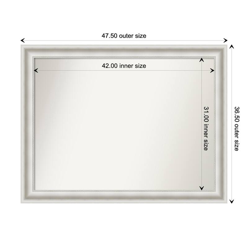 Parlor White Framed Non-Beveled Custom Wall Mirror, Bathroom Vanity Mirror - Outer Size: 47.5 x 36.5