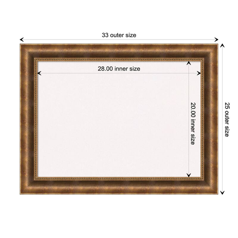 Manhattan Bronze Wood Framed White Corkboard Bulletin Board - Board Size 28x20