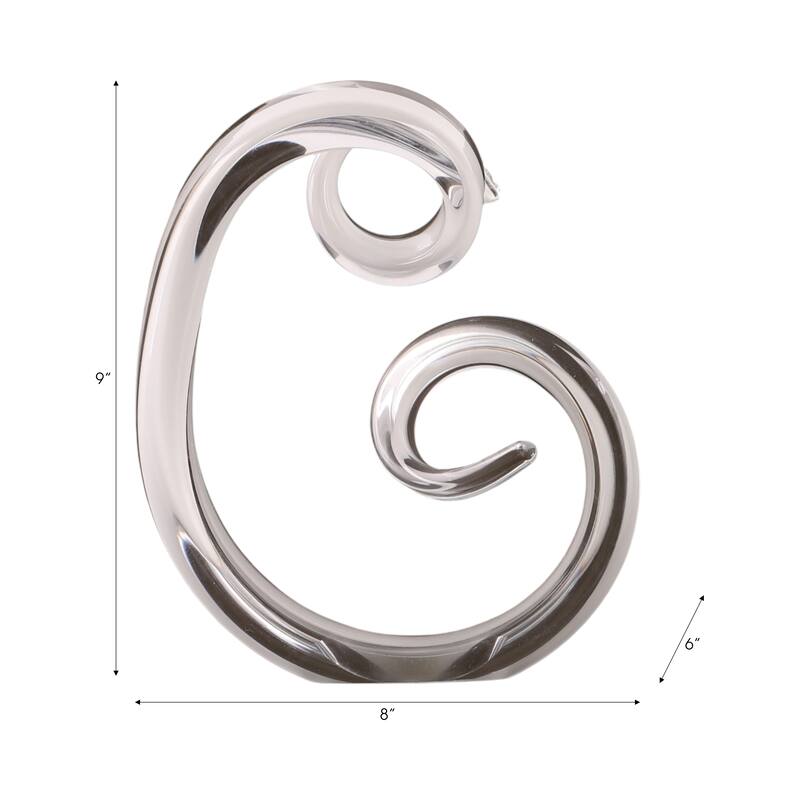 Glass Sculpture Abstract Spiral Accent Home Office - 9" Clear - 8" x 6" x 9"