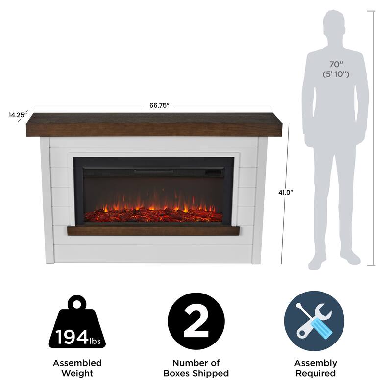 Bernice 66.75" Electric Fireplace in White by Real Flame