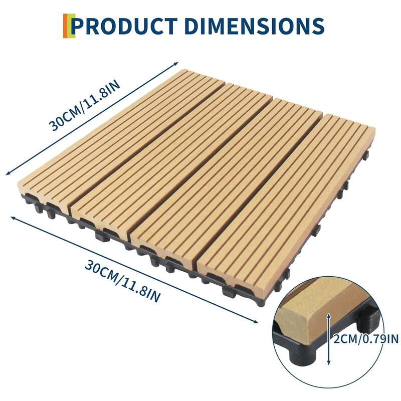 Interlinked-Style Composite Deck Tiles 12"x12", Waterproof