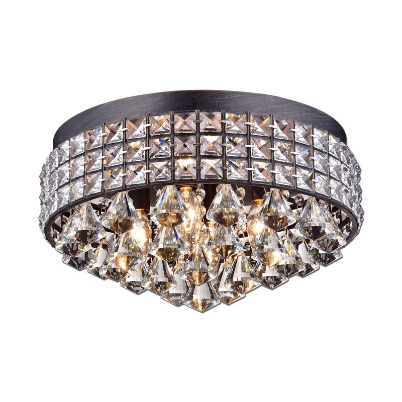Silver Orchid Taylor Iron Shade Crystal Flush Mount Chandelier