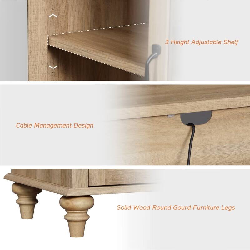Kitchen Sideboard Buffet Cabinet, Glass Display Cabinet with Storage
