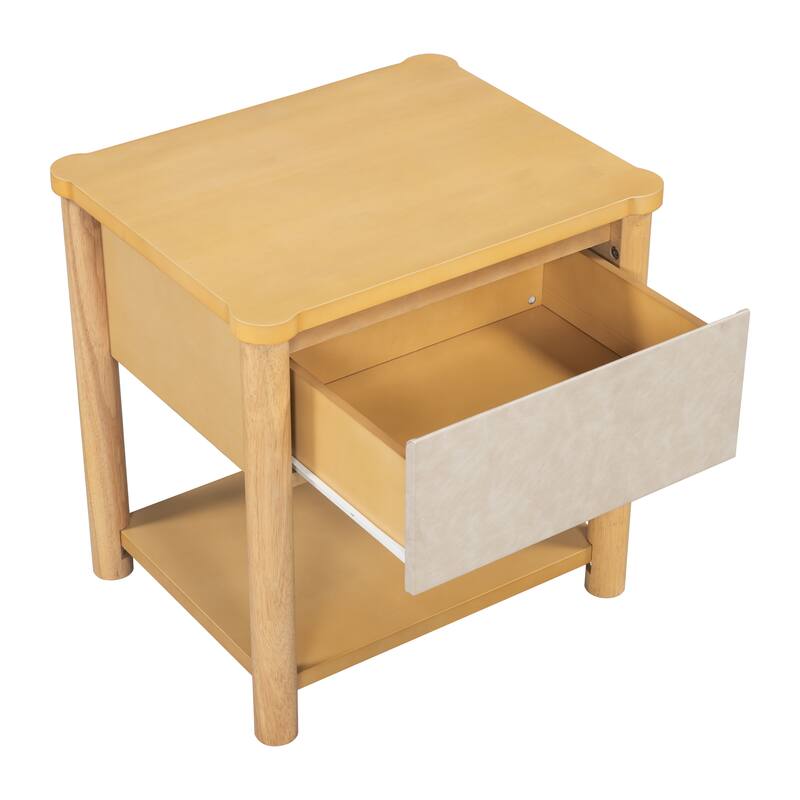 Wood Nightstand,Modern Nightstands with Drawer, Farmhouse Bedside Table for Bedroom Living Room(set of 2)