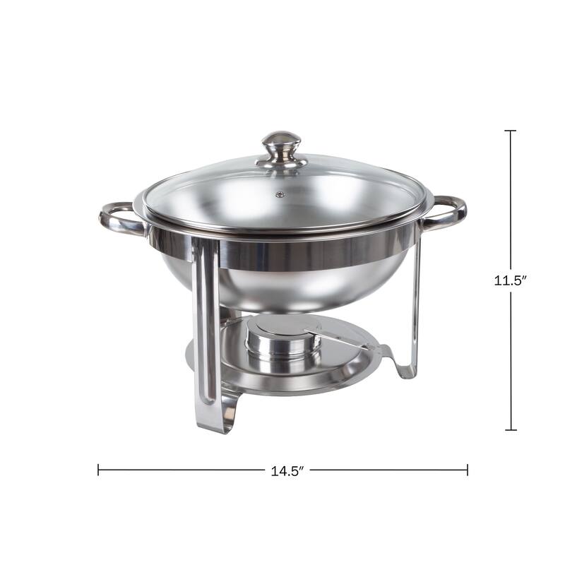 Round 5 QT Chafing Dish Buffet Set Includes Water Pan, Food Pan, Fuel