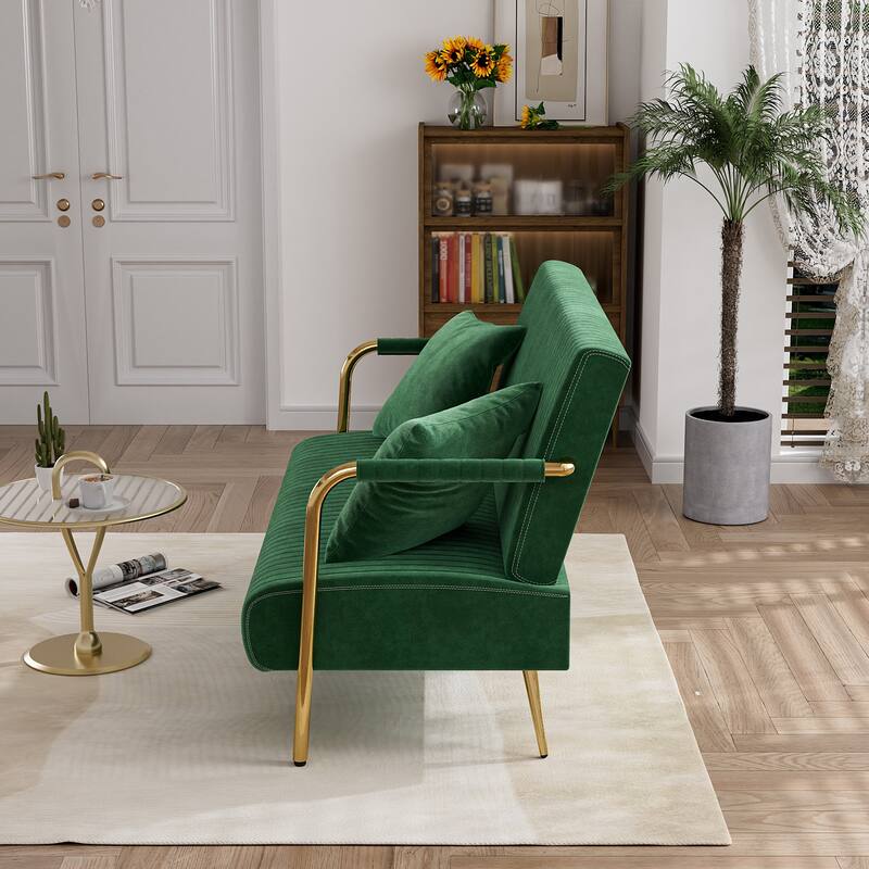 Ouyessir Upholstered Loveseat, Tufted Back Couch, Accent Armchair with 2 Pillows